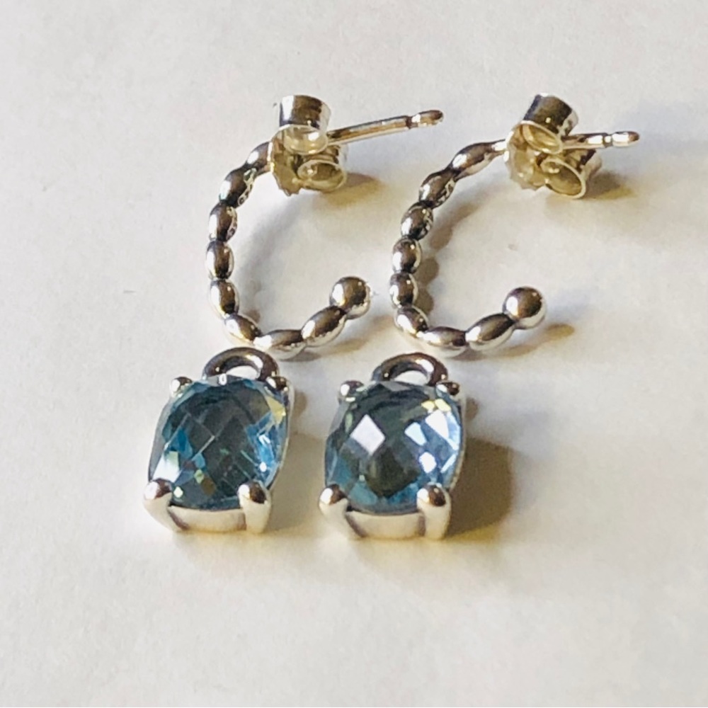 Retired Authentic Pandora Cool Breeze Blue Topaz Earrings